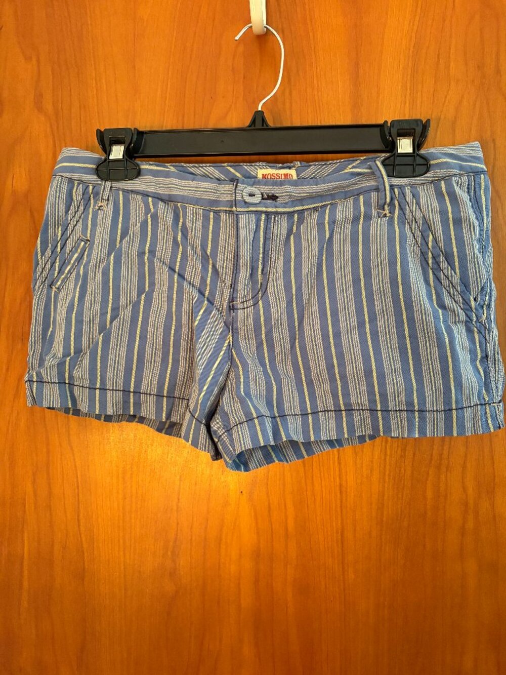 Mossimo Supply Co  blue and yellow vertical-striped low-rise cotton short 3